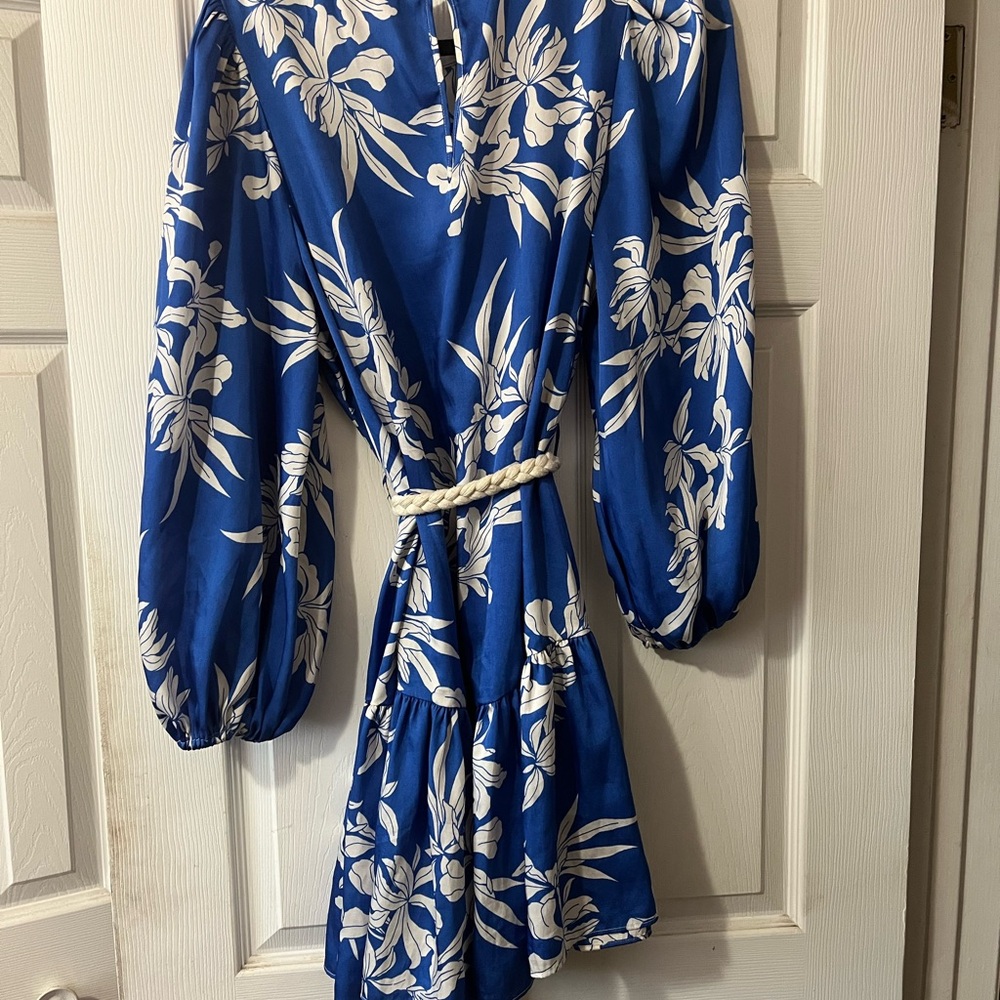 Alexis x Target Blue Floral Puff Sleeve Mini Dress